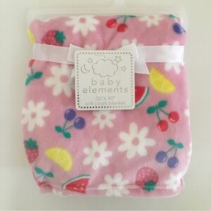 NEW Baby Blanket Pink Lightweight 30”x40” Fruit and Floral Theme | Baby Elements